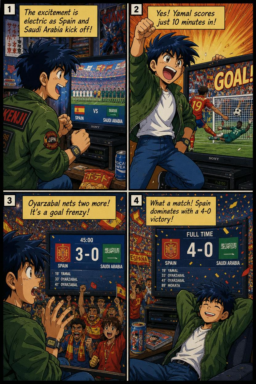 Comic recap of Spain vs Saudi Arabia