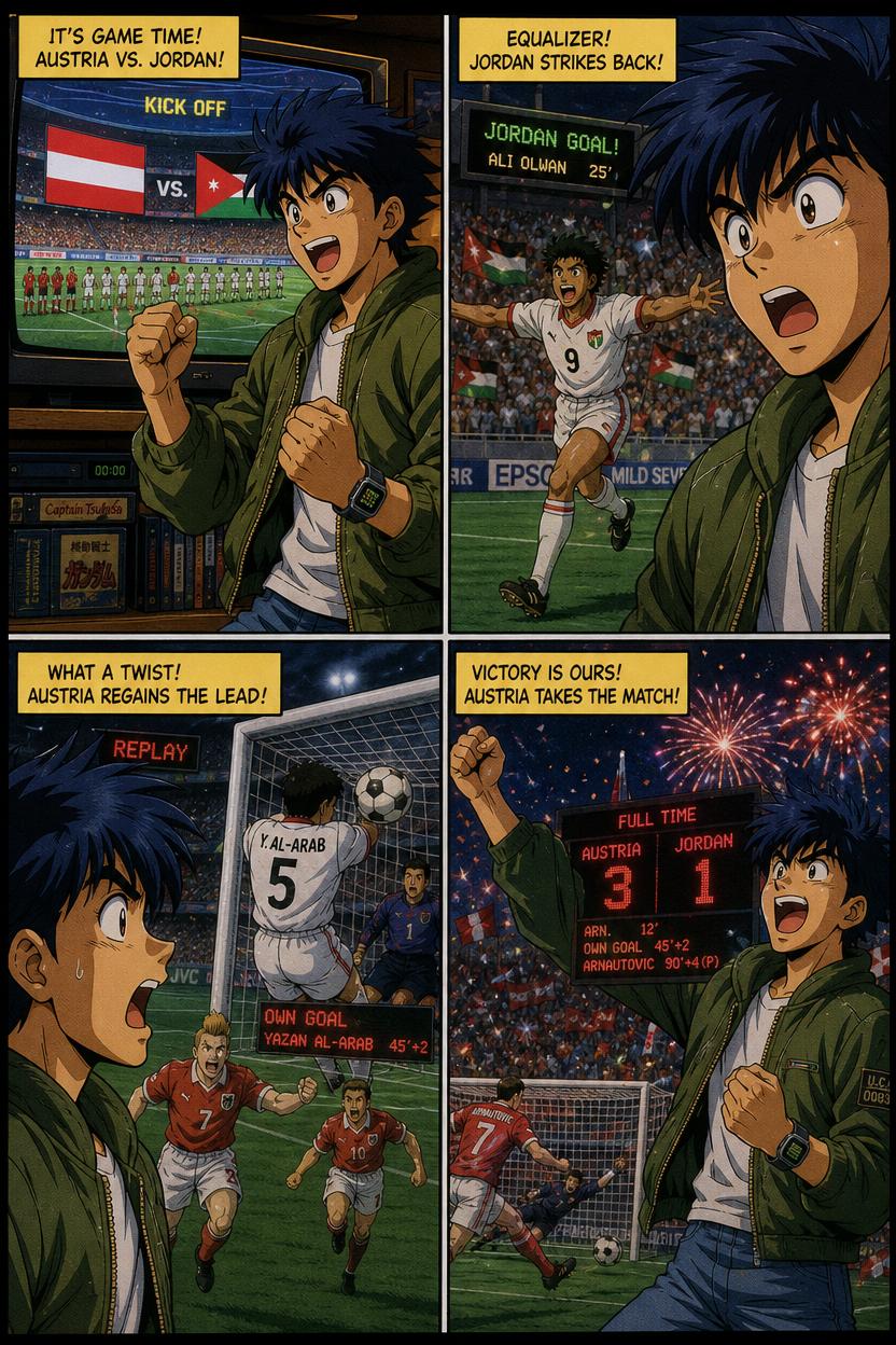 Comic recap of Austria vs Jordan