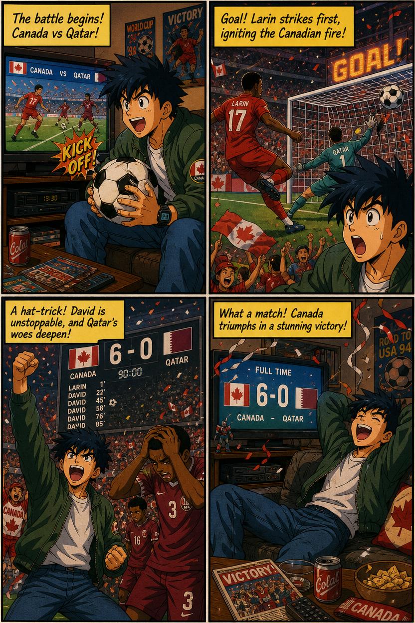 Comic recap of Canada vs Qatar