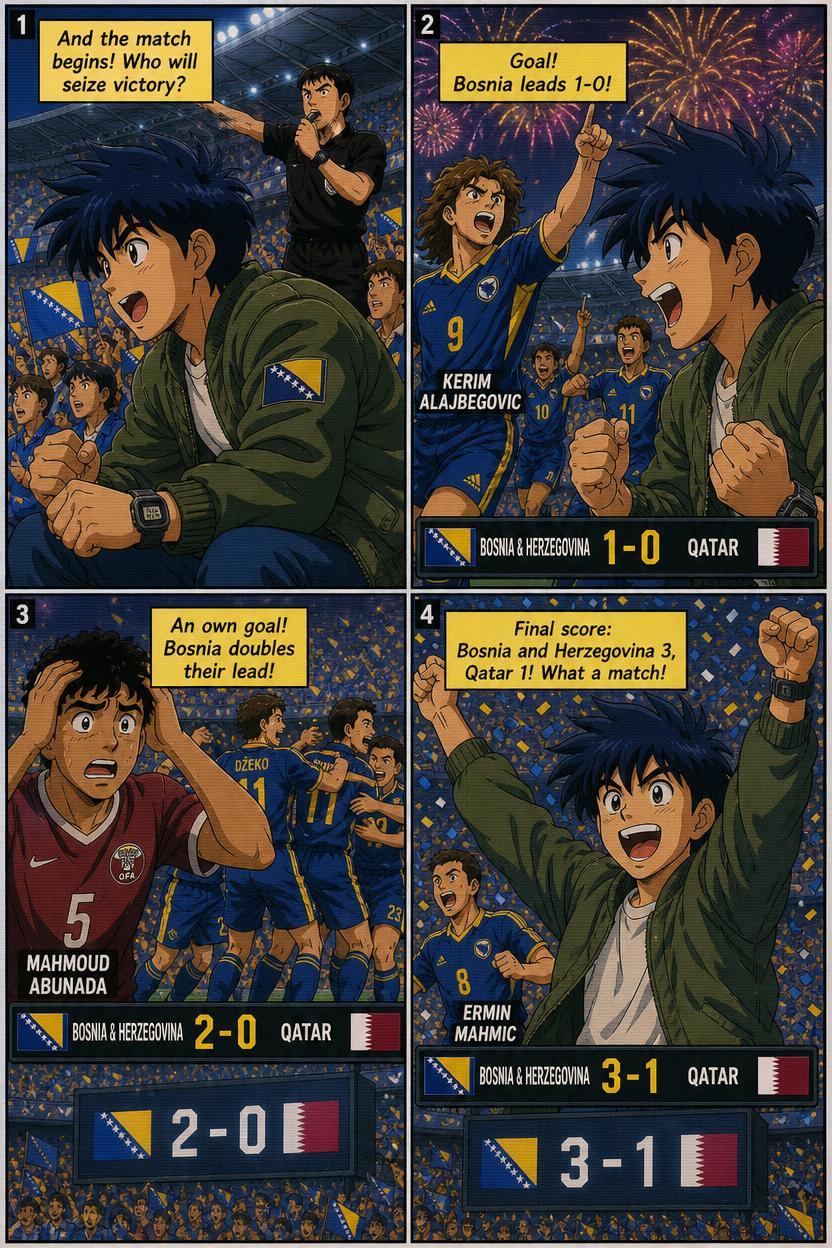 Comic recap of Bosnia and Herzegovina vs Qatar